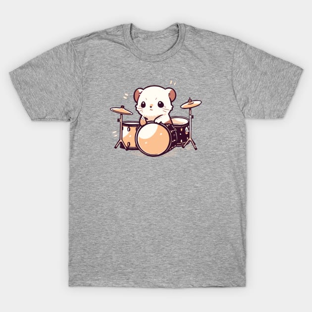 Ferret playing drums T-Shirt by etherElric